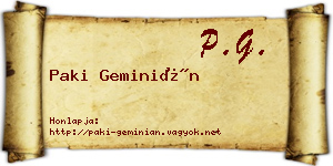 Paki Geminián névjegykártya